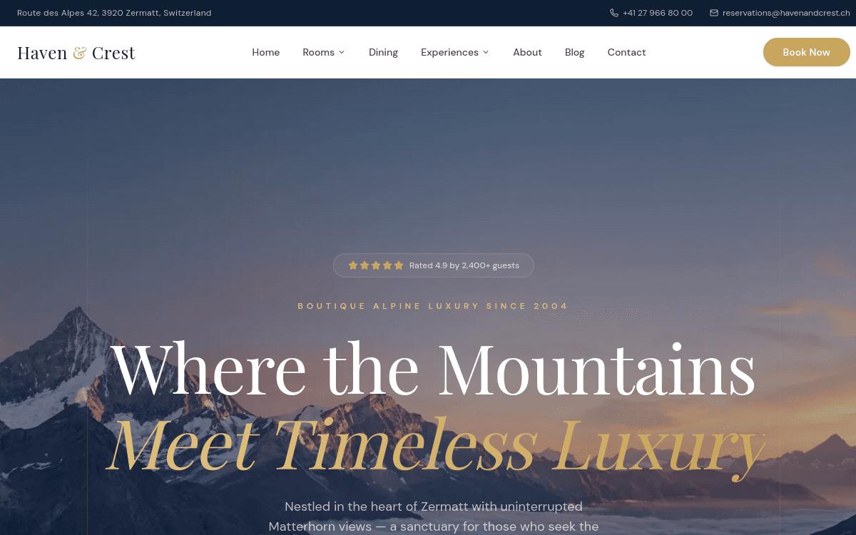 Haven&Crest — Hotel & Hospitality sample website